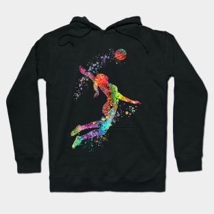 Volleyball Girl Watercolor Painting Art Print Sports Gifts Hoodie